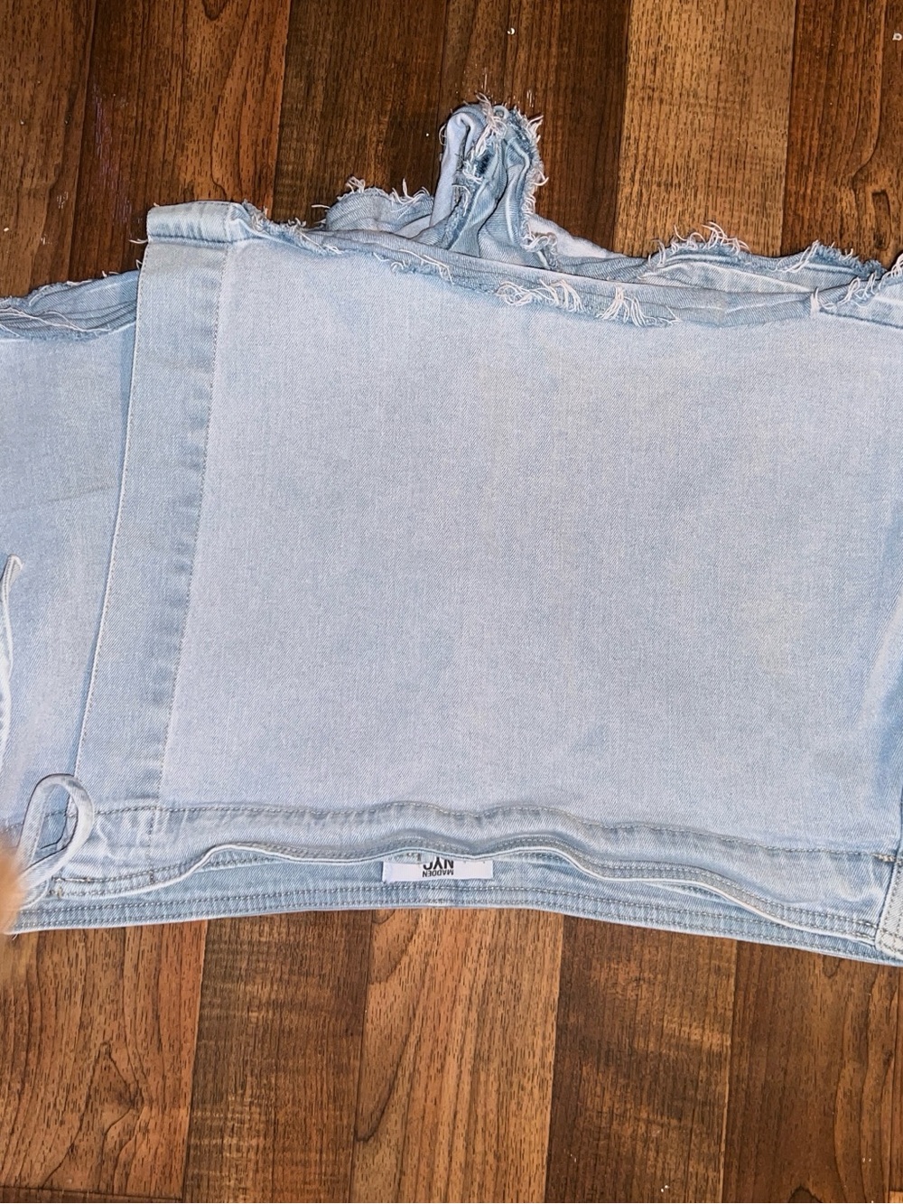 Light Wash Denim Mini Skirt with Raw Hem XL